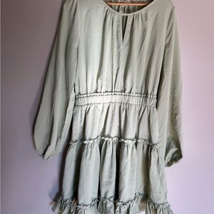Sage Green Umgee Bobo Long Sleeve Dress